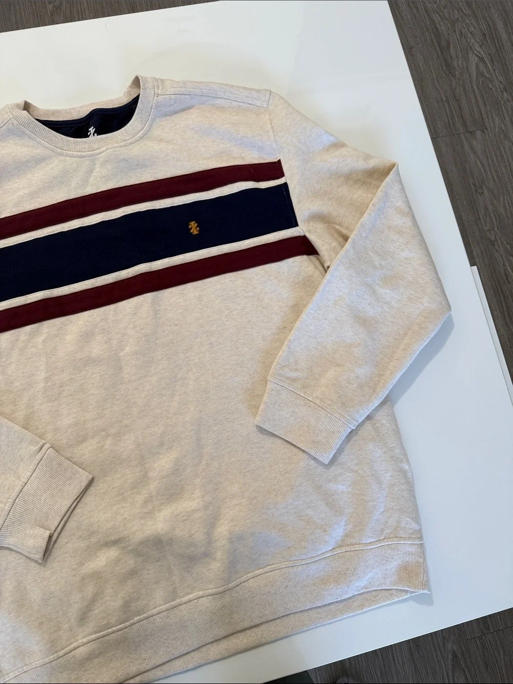IZOD Men’s Sportwear Fleece Crewneck Pullover Colorblock Ribbed Neck Hem Sz XL